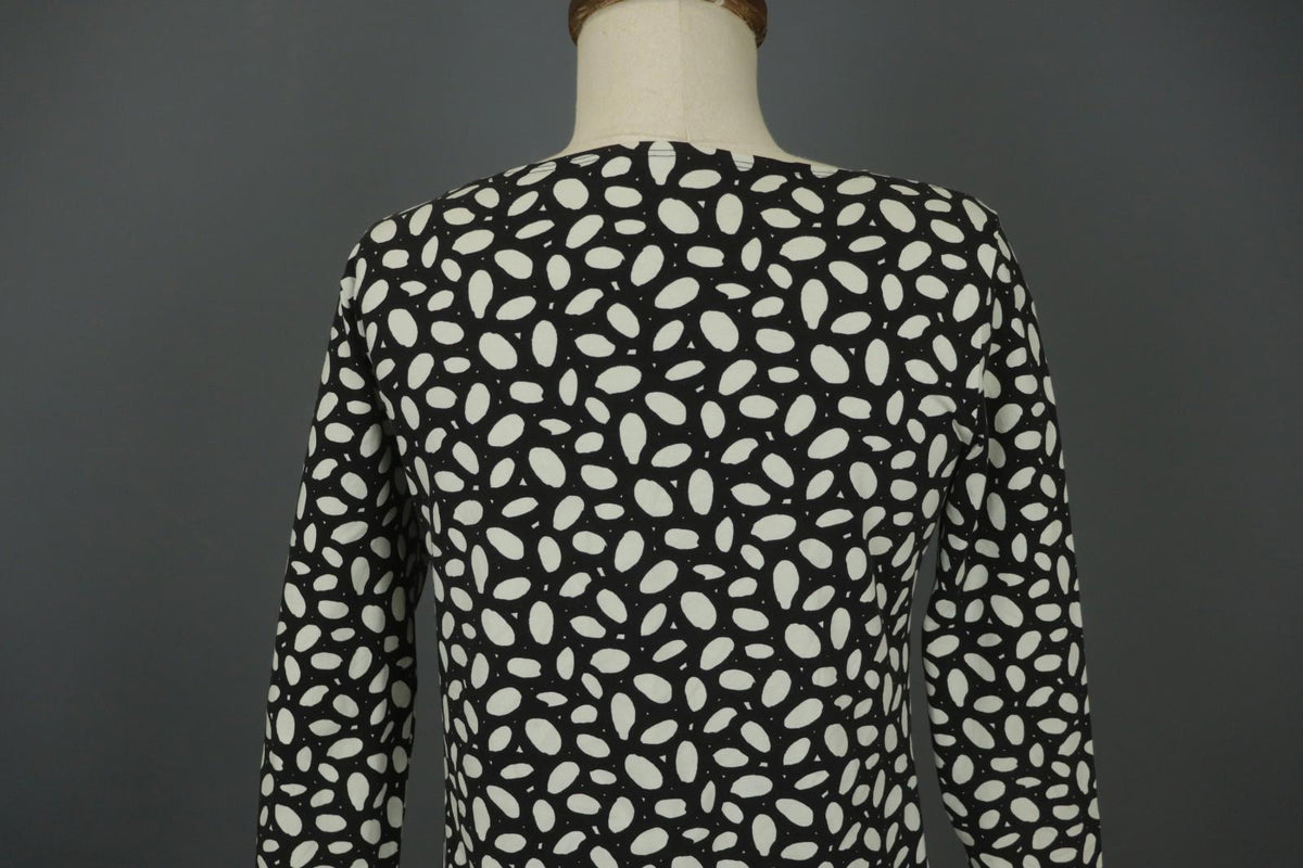 MARIMEKKO CERO White & Black Polka Dot Round Neck Long Sleeve Blouse Top – Size M