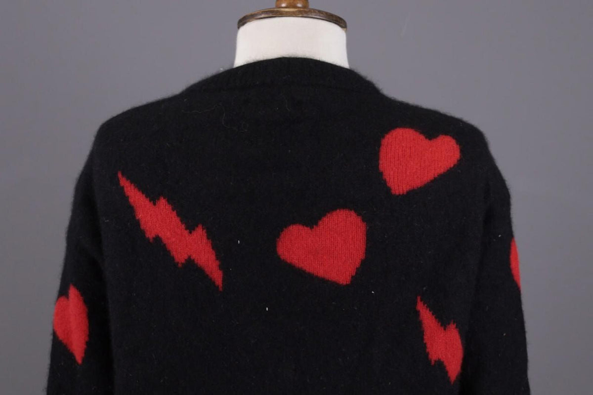 ZADIG & VOLTAIRE MARCUS BIS Black Printed Cashmere Knit Sweater – Size M