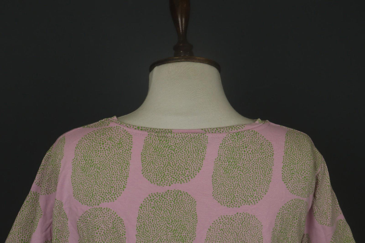 MARIMEKKO Pink Green Polka Dot Short Sleeve Round Neck Pullover Knit Top M/L