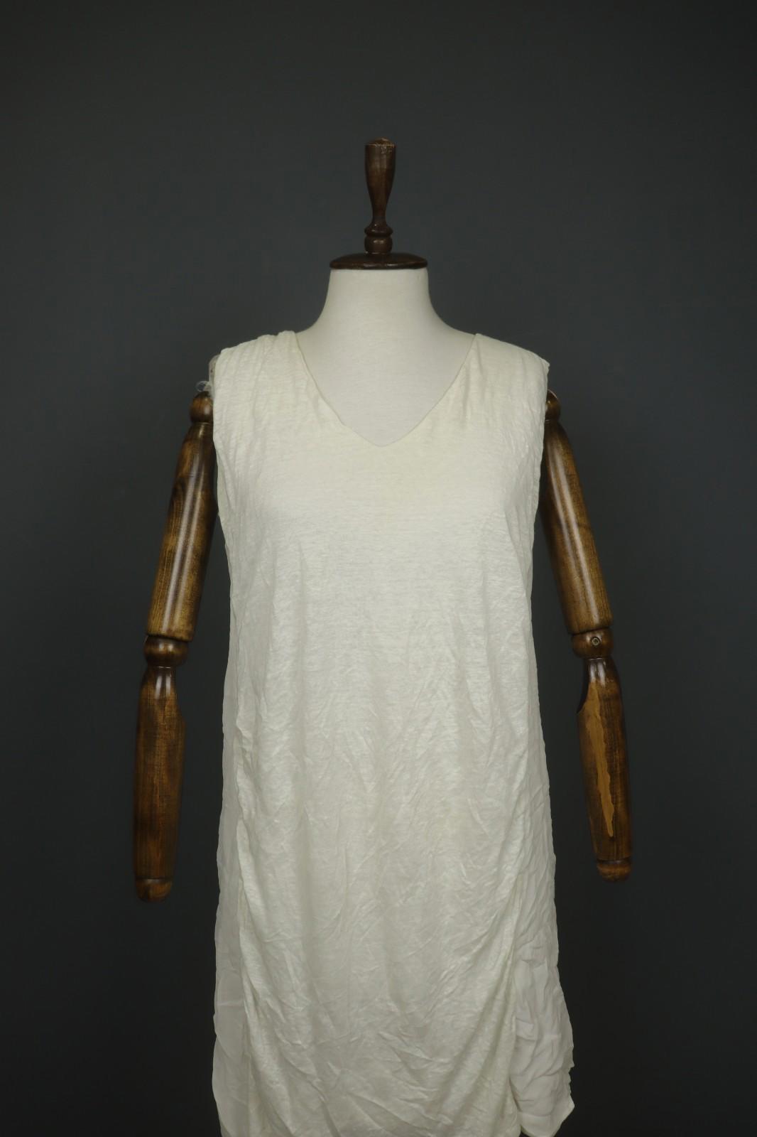 TRANSIT PAR-SUCH White 100% Viscose Sleeveless V-Neck Wide Strap Tank Dress Sz 4