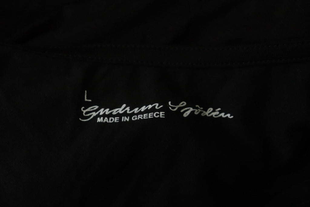 GUDRUN SJODEN Black Lyocell Short Sleeve Round Neck Pullover Blouse Top – Size L