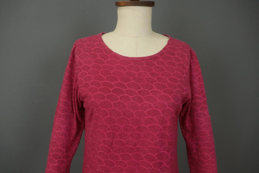MARIMEKKO Red Dotted Cotton Round Neck Long Sleeve Casual Shift Dress – Size M