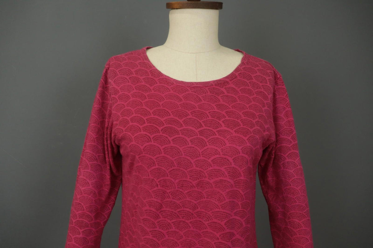 MARIMEKKO Red Dotted Cotton Round Neck Long Sleeve Casual Shift Dress – Size M