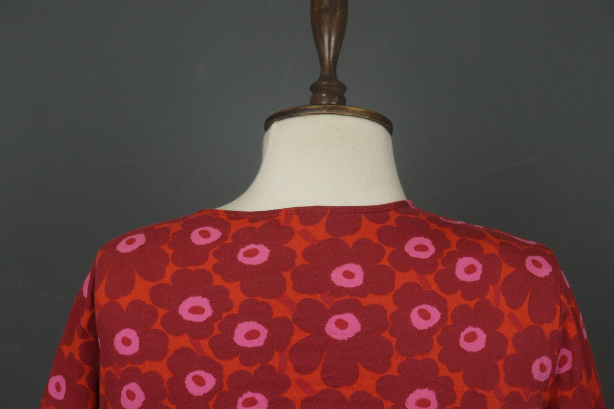 MARIMEKKO Aretta Unikko Multi Floral 3/4 Sleeve Round Neck Sheath Dress – Size M