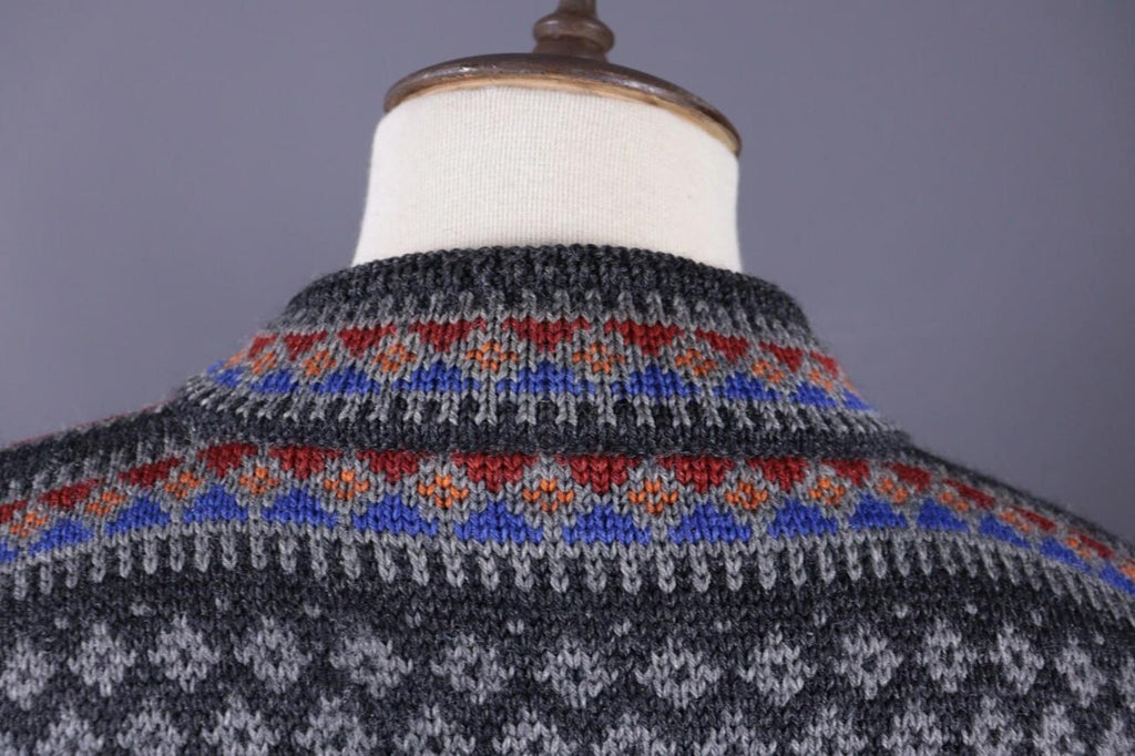 DALE OF NORWAY Sport Black Fair Isle Wool Knit Ski Sweater – Size XL