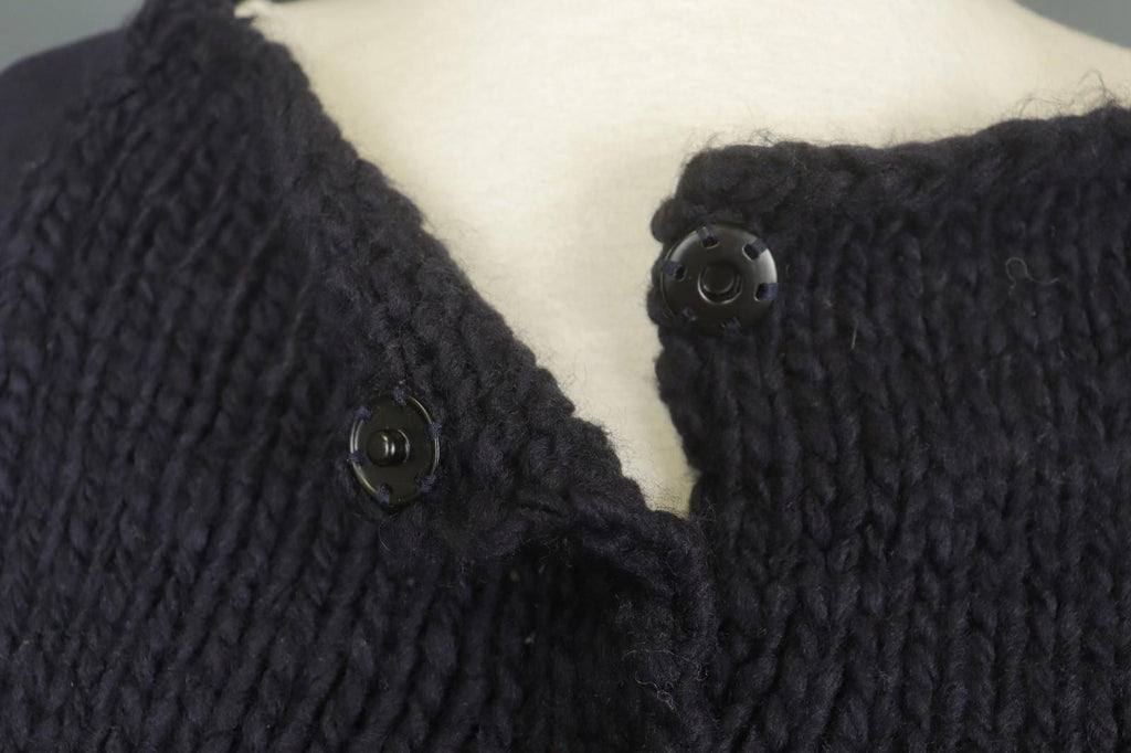 RUNDHOLZ Cardigan Navy Acrylic Knitted Regular Fit Long Sleeve Boat Neck Sz M