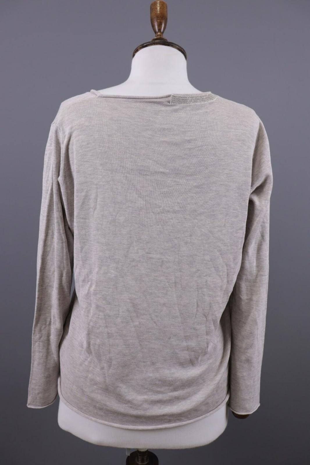 FABIANA FILIPPI Beige Knit V-Neck Relaxed Sweater – Size S