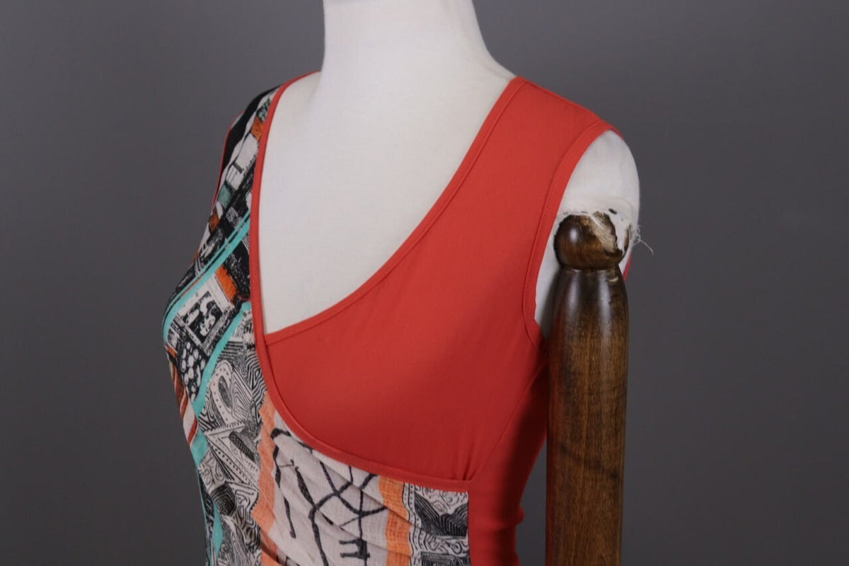 Save The Queen Multicolor Aztec Bodycon Midi Dress – Size M