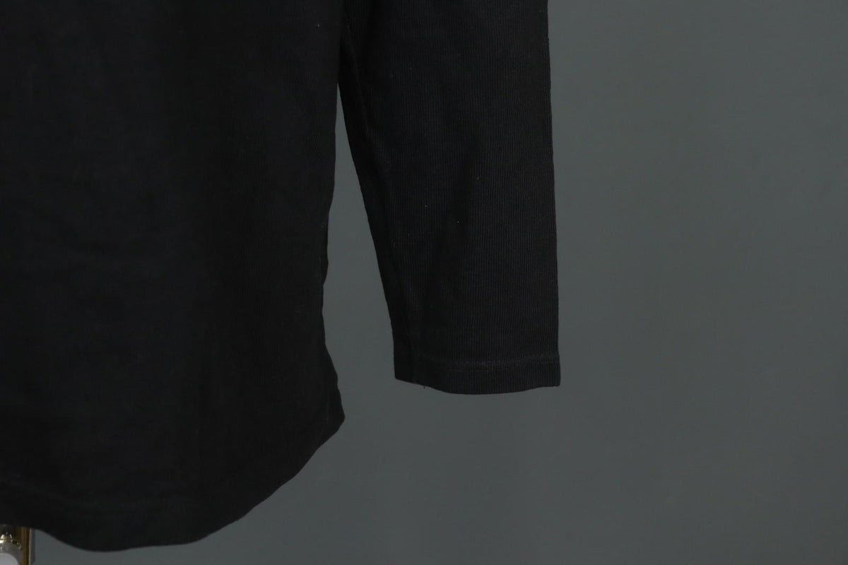 GUDRUN SJODEN Black Cotton Long Sleeve Round Neck Slit Pullover Sweater – Size M