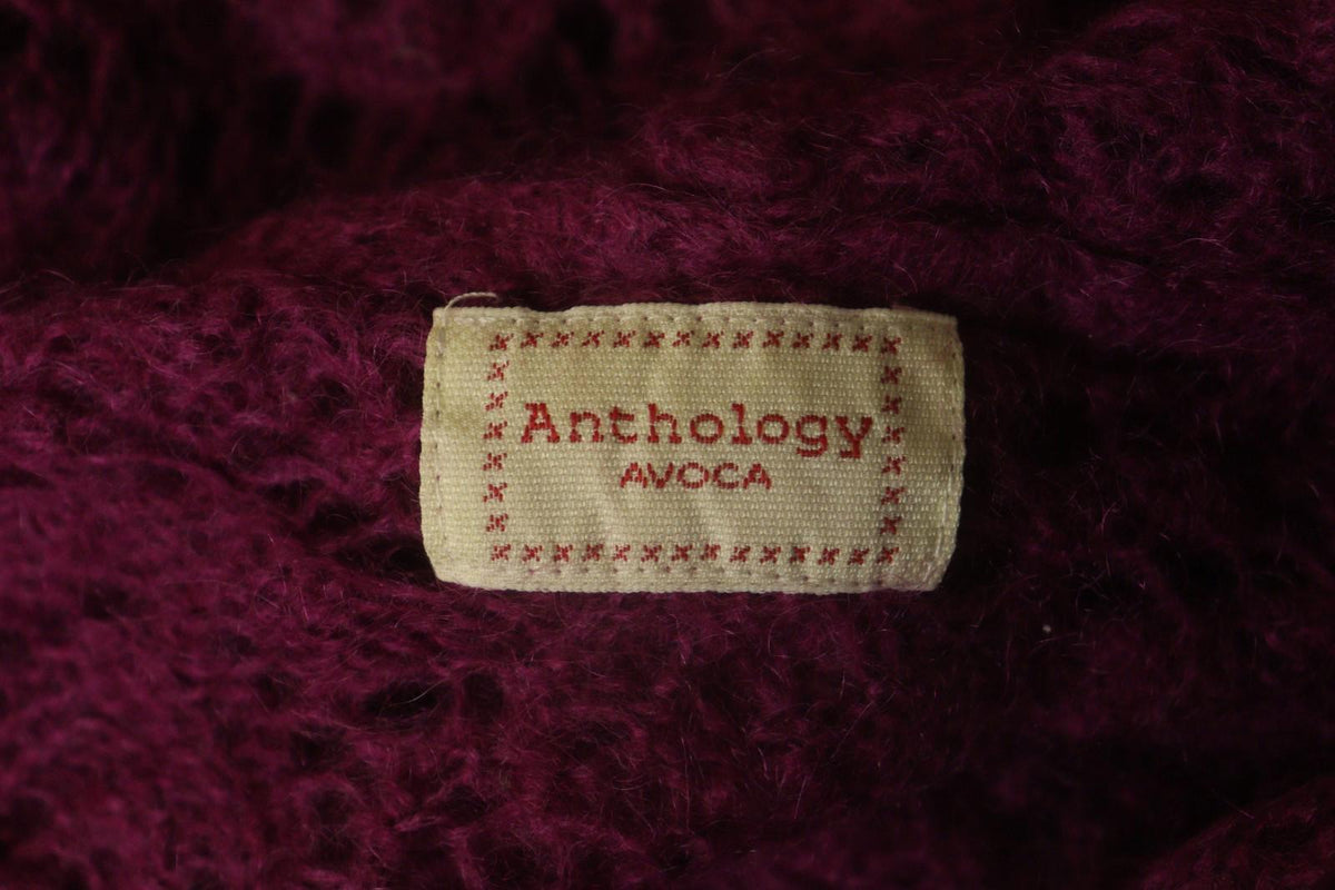 ANTHOLOGY AVOCA Pink Long Sleeve Button Front Asymmetrical Hem Crochet Dress