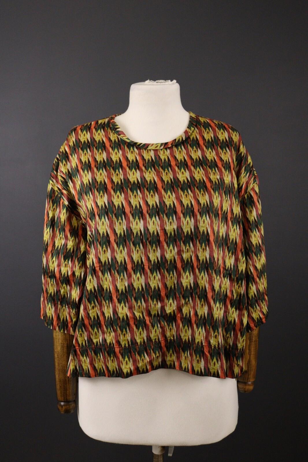 ISABEL MARANT ETOILE Multicolor Abstract Long Sleeve Blouson Top Shirt – Size 38