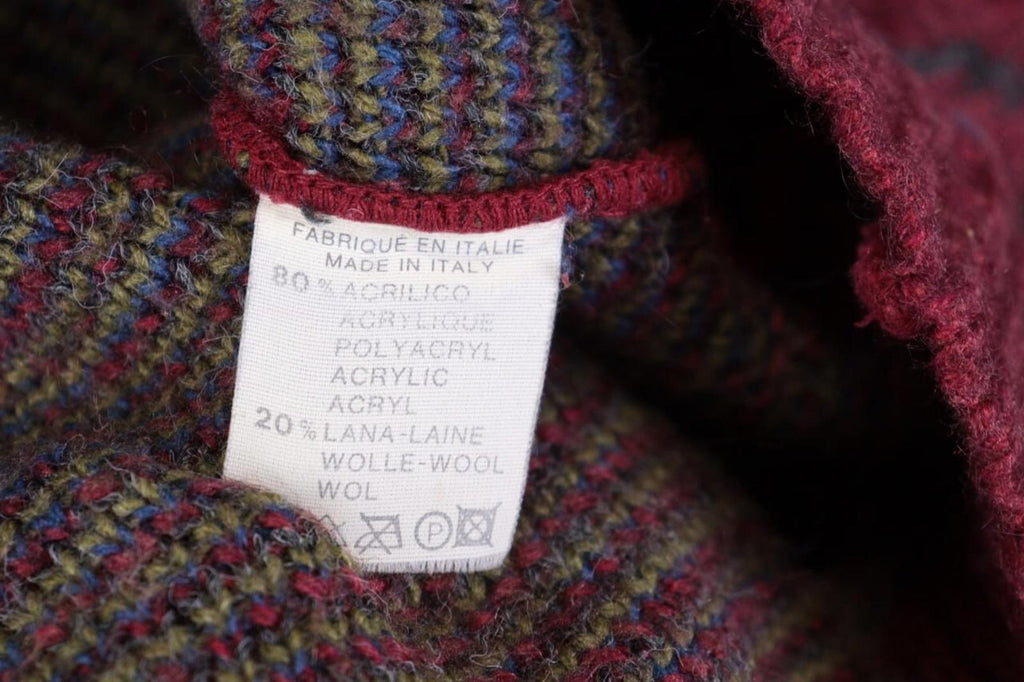 MISSONI UOMO Multicolor Check V-Neck Wool Knit Button Cardigan Sweater – Size 50