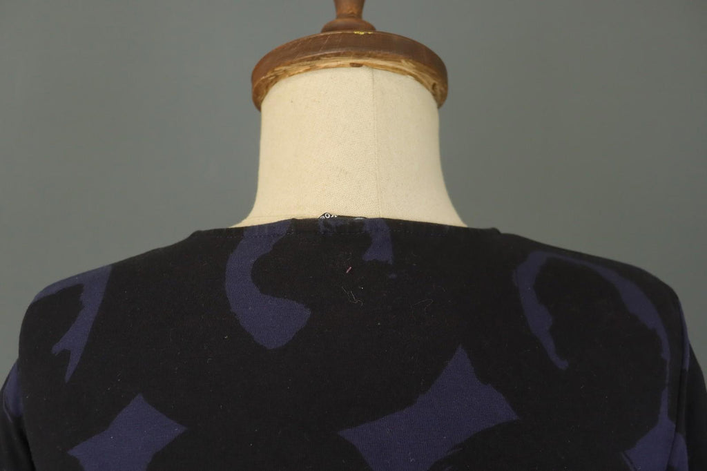 MARIMEKKO Purple Black Printed Viscose Long Sleeve Pullover Shift Dress – Size XS