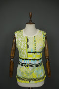 VERSACE JEANS Multicolor Geo Print Sleeveless Shoulder Button Blouse Top – Size 42