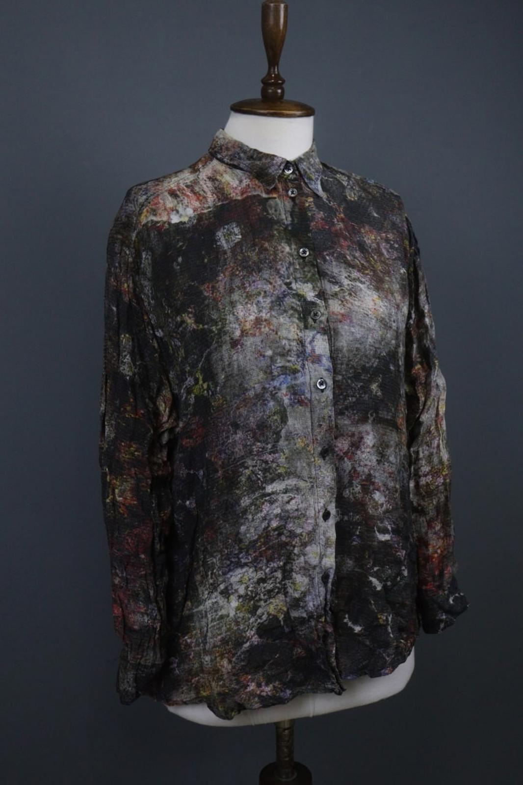 HIGH USE Multi Tie Dye Viscose Collar Long Sleeve Button Front Shirt Top – Size 6