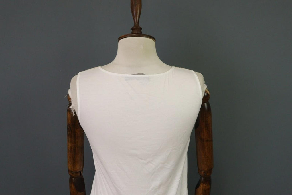 FABIANA FILIPPI Beige White 100% Cotton Beaded Wide Strap Tank Top – Size XS