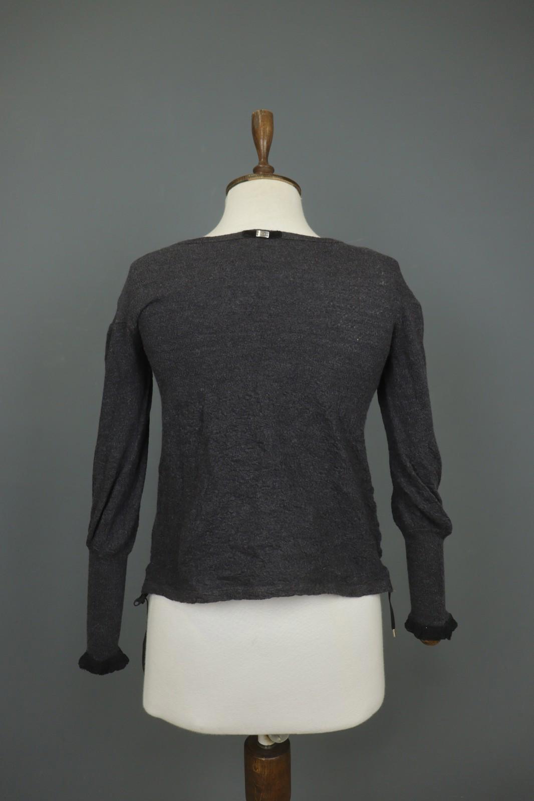 HIGH Use Gray Virgin Wool Knit Long Sleeve Round Neck Pullover Sweater – Size S