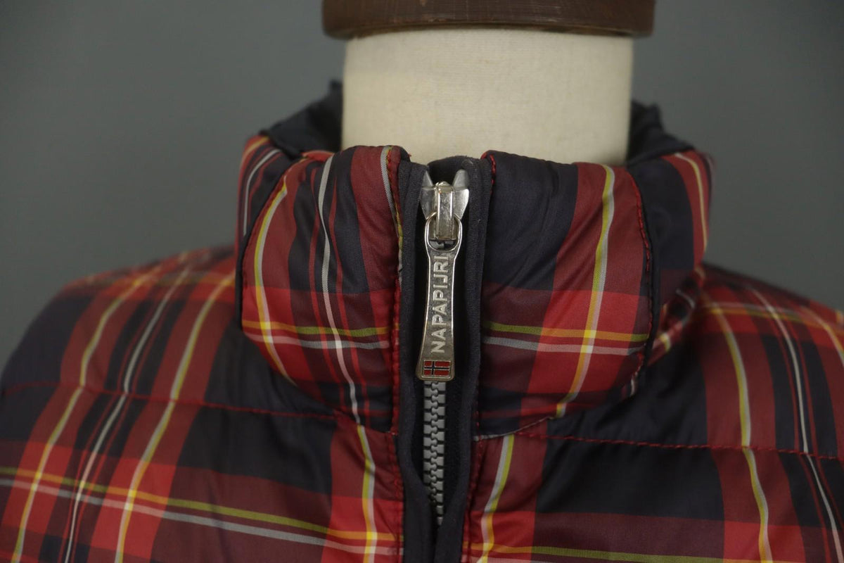 NAPAPIJRI Multicolor Plaid Long Sleeve Mock Neck Full Zip Puffer Jacket – Size M