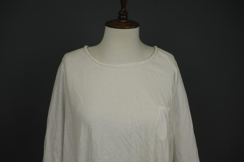 EWA I WALLA White Cotton Round Neck Long Sleeve High Low Blouse Top – Size M