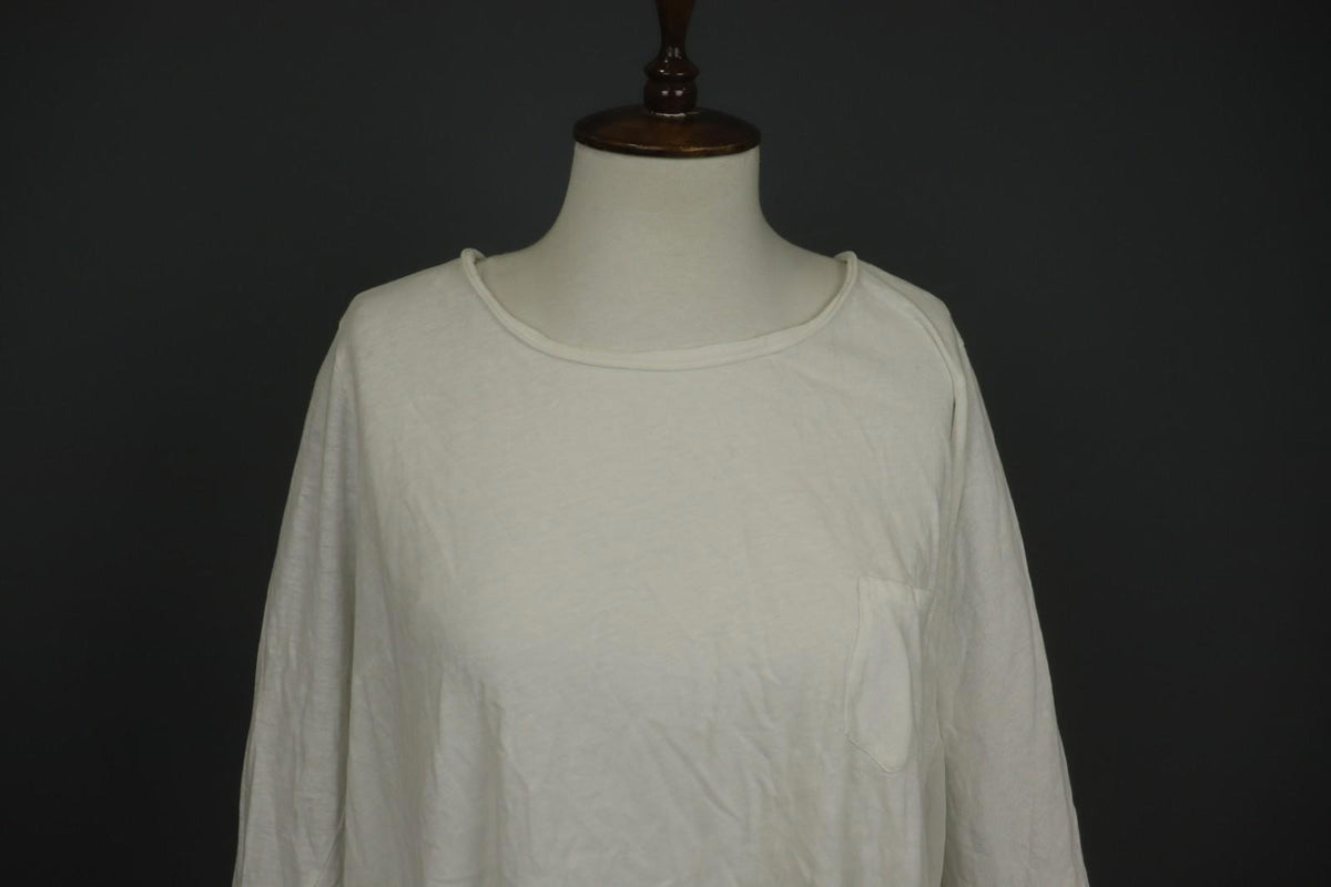 EWA I WALLA White Cotton Round Neck Long Sleeve High Low Blouse Top – Size M
