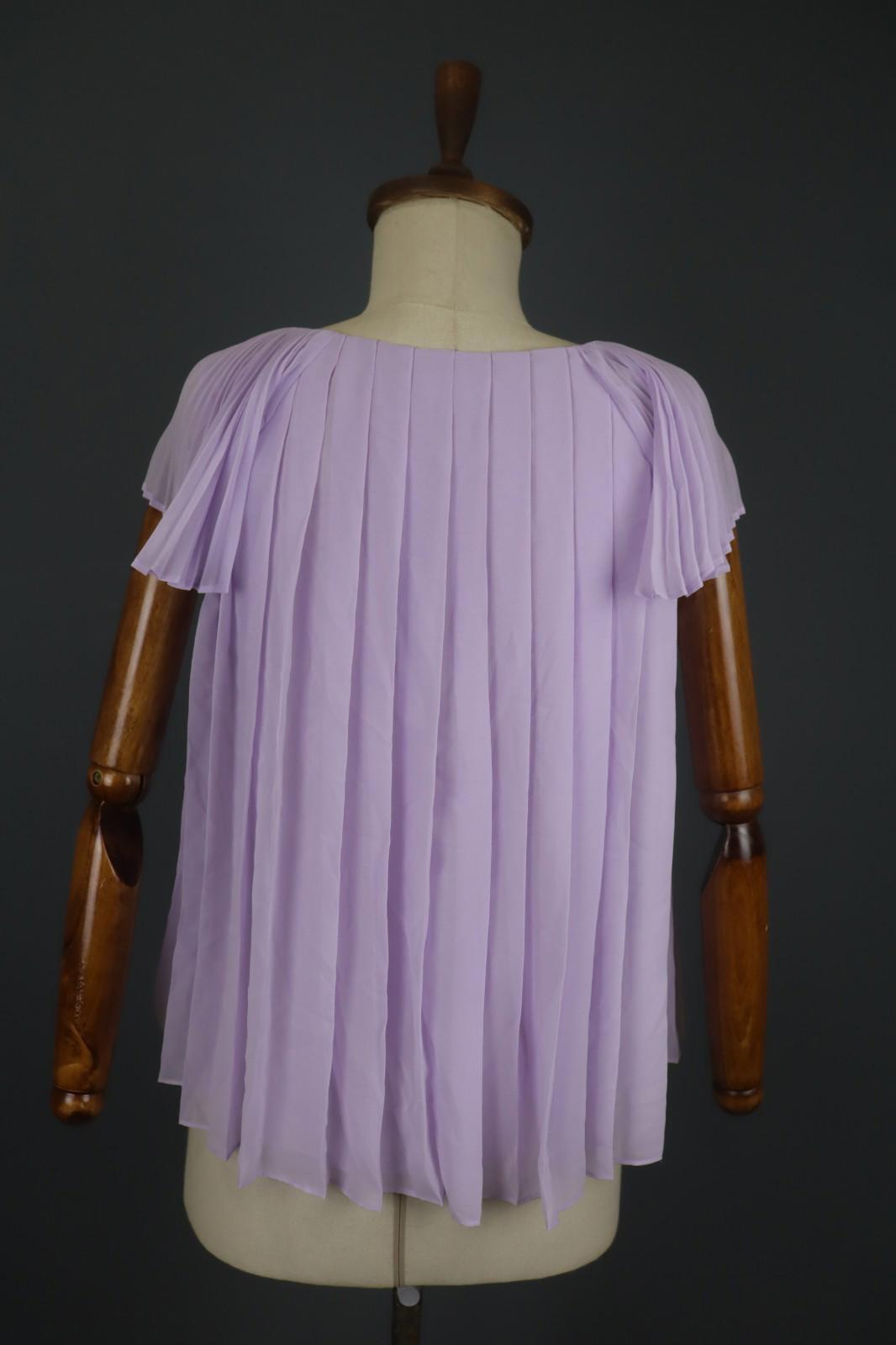 CLAUDIE PIERLOT Pink V-Neck Short Sleeve Pullover Pleated Blouse Top – Size S / M