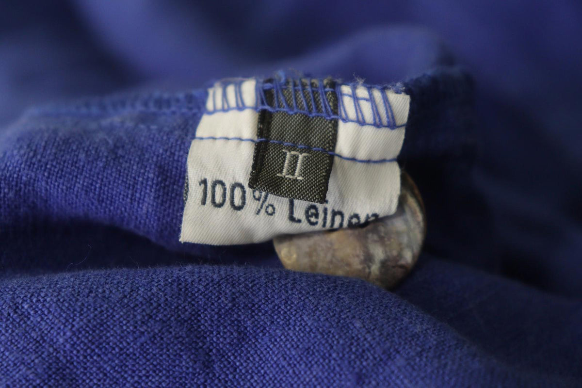 OSKA Blue 100% Linen Long Sleeve Collared Button Front Basic Jacket – Size 2