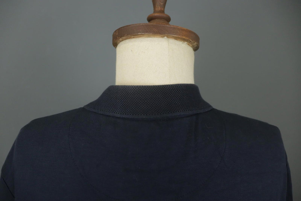 Carlo Colucci Navy 100% Cotton Long Sleeve Collared Popover Polo Shirt – Size L