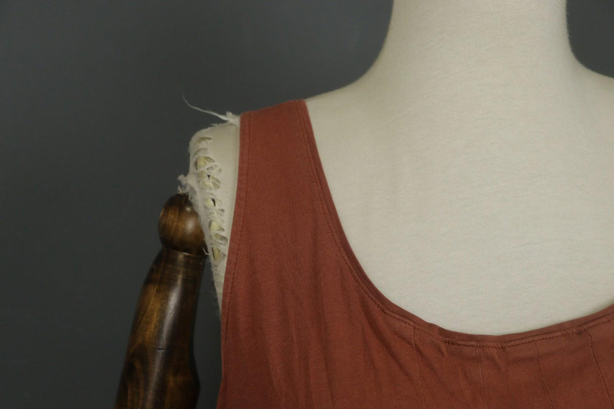 GUDRUN SJODEN Brown Pleated Sleeveless Scoop Neck Pullover Tank Dress – Size M