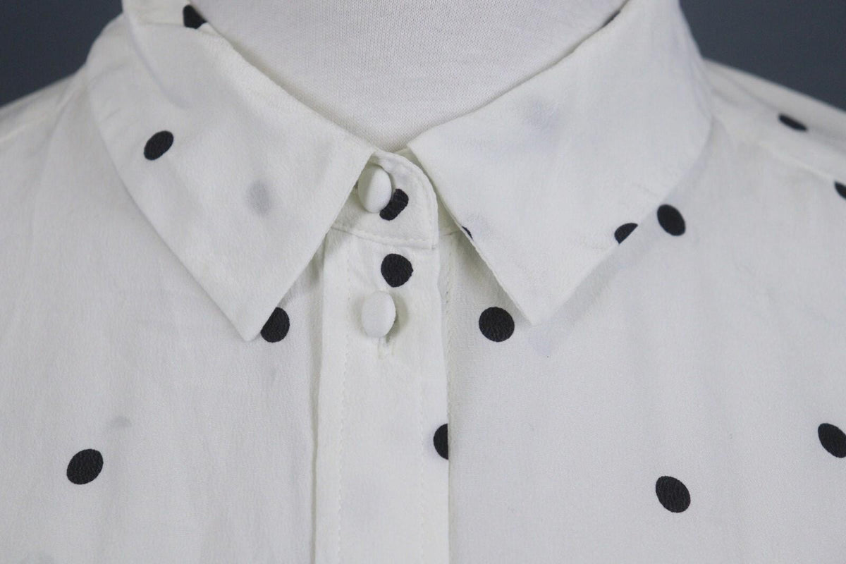 SEZANE Beige Black Polka Dots Long Sleeve Button Up Shirt – Size 36