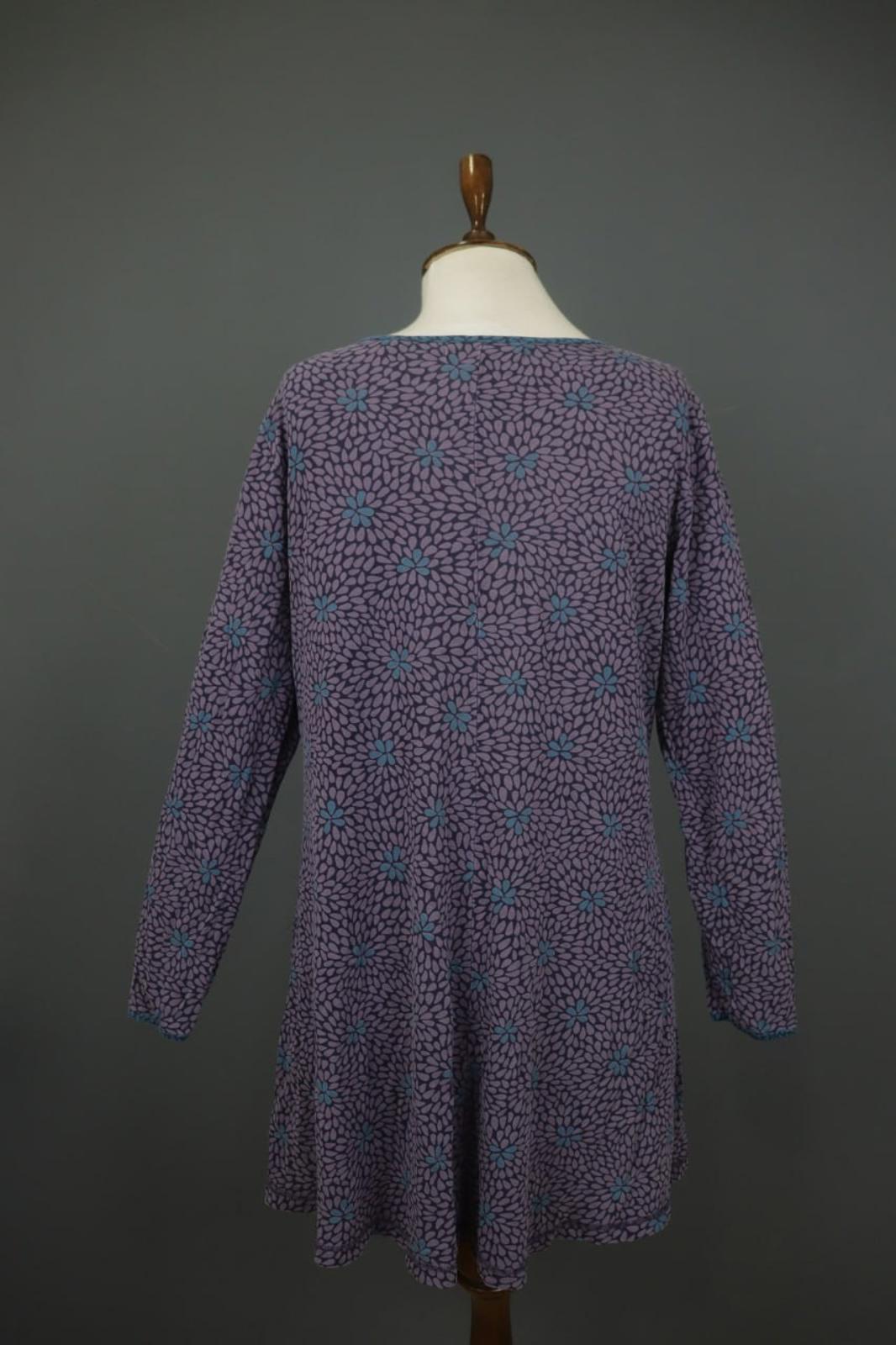 GUDRUN SJODEN Multi Floral Lyocell Long Sleeve Round Neck A-Line Dress – Size L