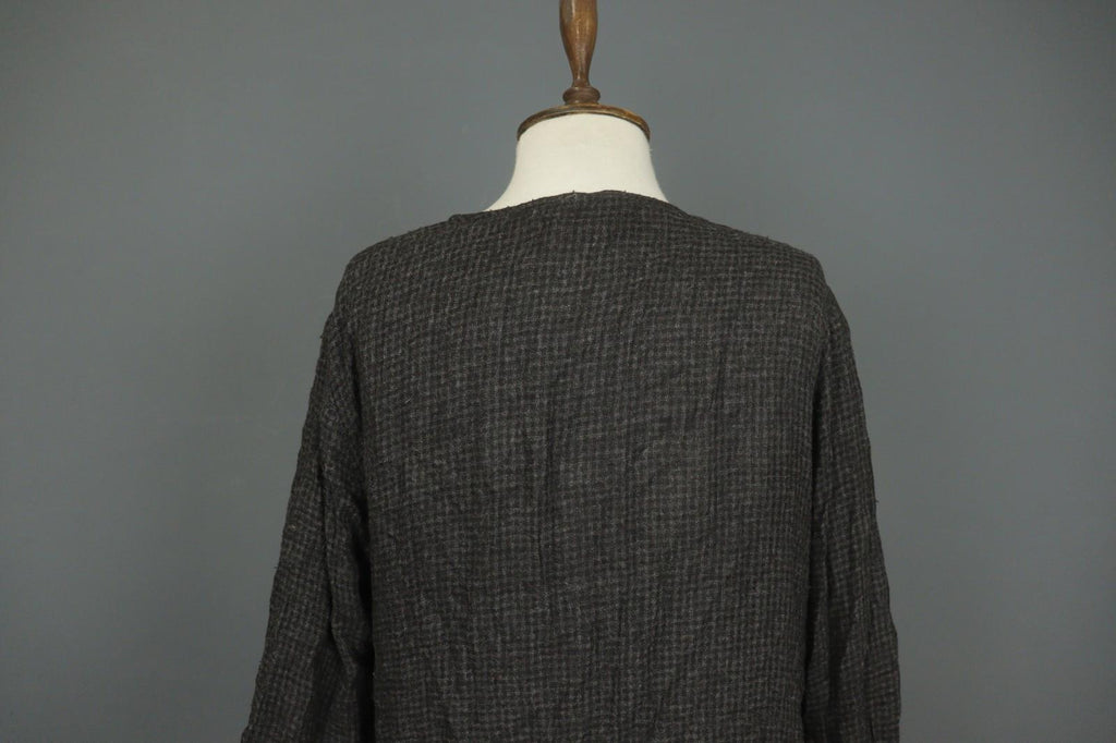 BARBARA LANG PARIS Black Crew Neck Long Sleeve Button Front Shirt Dress – Size M