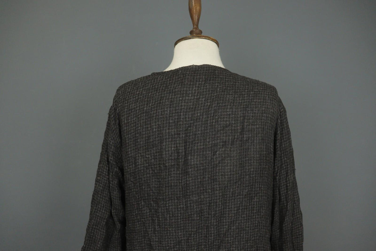 BARBARA LANG PARIS Black Crew Neck Long Sleeve Button Front Shirt Dress – Size M