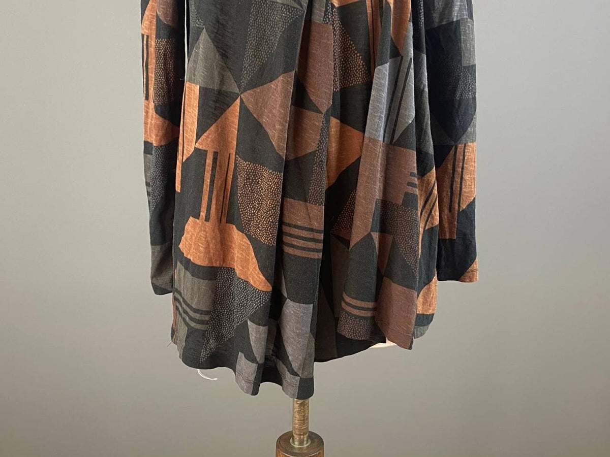 GUDRUN SJODEN Multicolor Abstract Geometric Long Sleeve Wrap Tunic Shirt – Size M