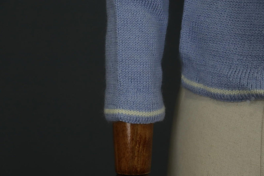 DALE OF NORWAY Blue & White Wool Knitted Mock Neck 1/4 Zip Ski Sweater – Size XS