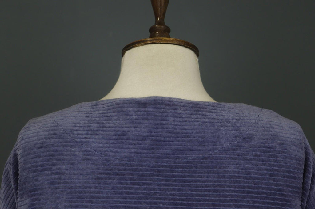 GUDRUN SJODEN Purple Cotton Velour Round Neck Pullover Shift Dress – Size XS