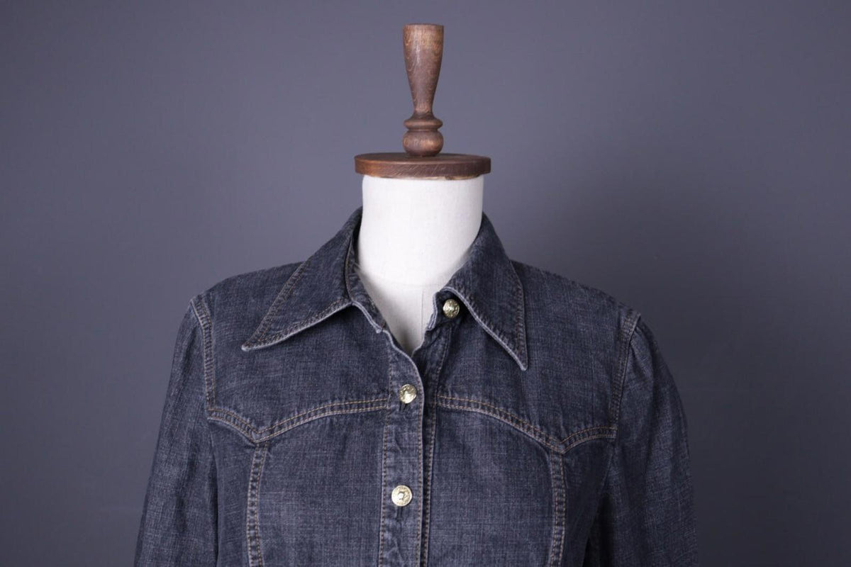 ESCADA Blue Denim Drawstring Lightweight Blazer Jacket – Size M