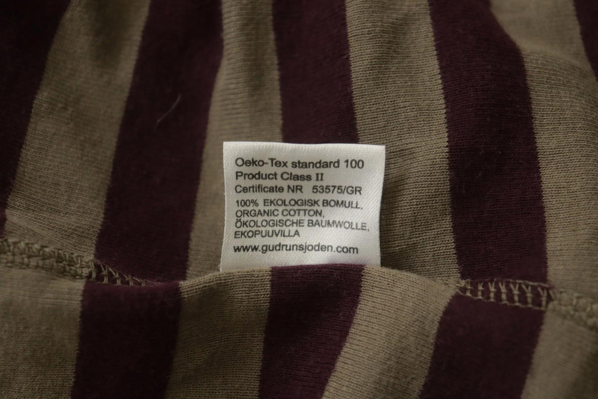 GUDRUN SJODEN Brown Striped Organic Cotton Long Sleeve Pullover Blouse Top Sz L