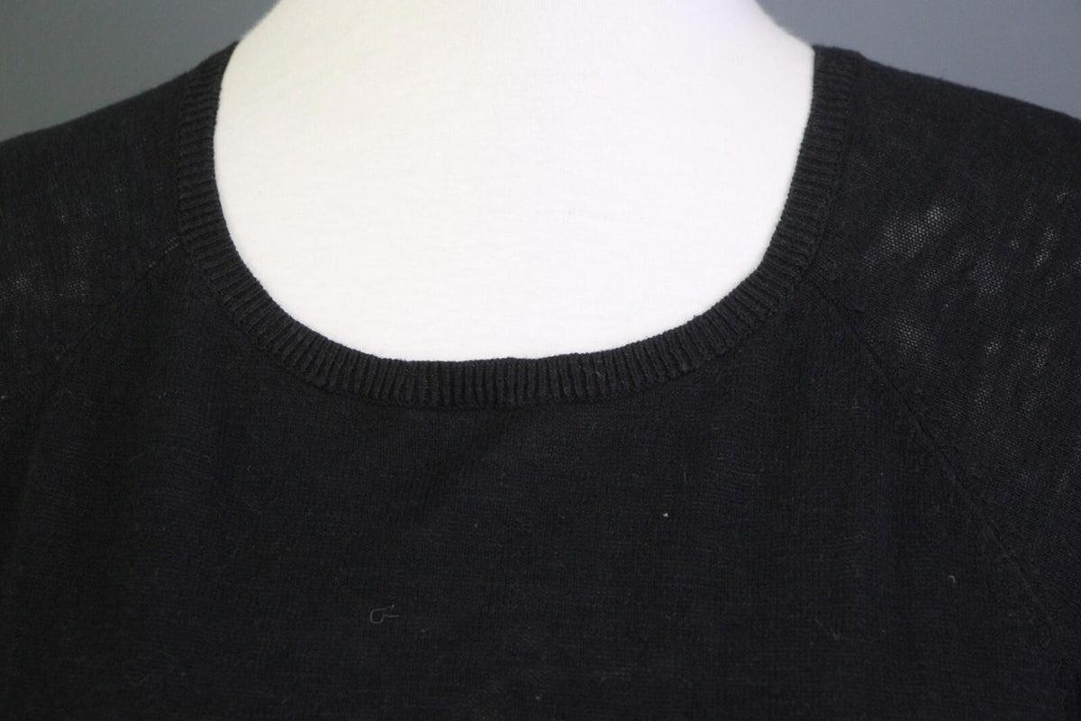 GUDRUN SJODEN Black A-Line Linen 3/4 Sleeve Short Knee Length Dress – Size M