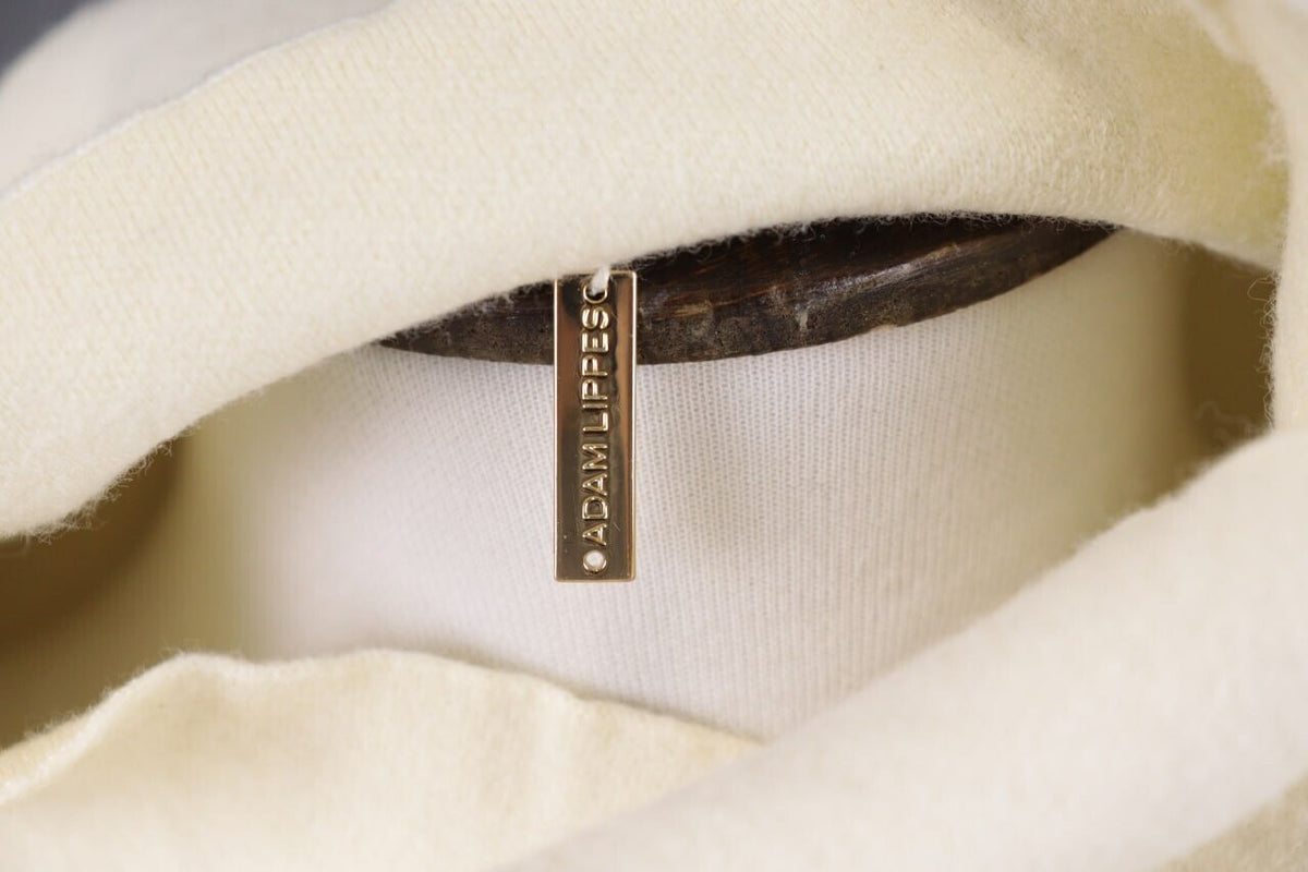 Adam Lippes Beige High Neck Merino 3/4 Sleeve Wool Knitted Sweater – Size L