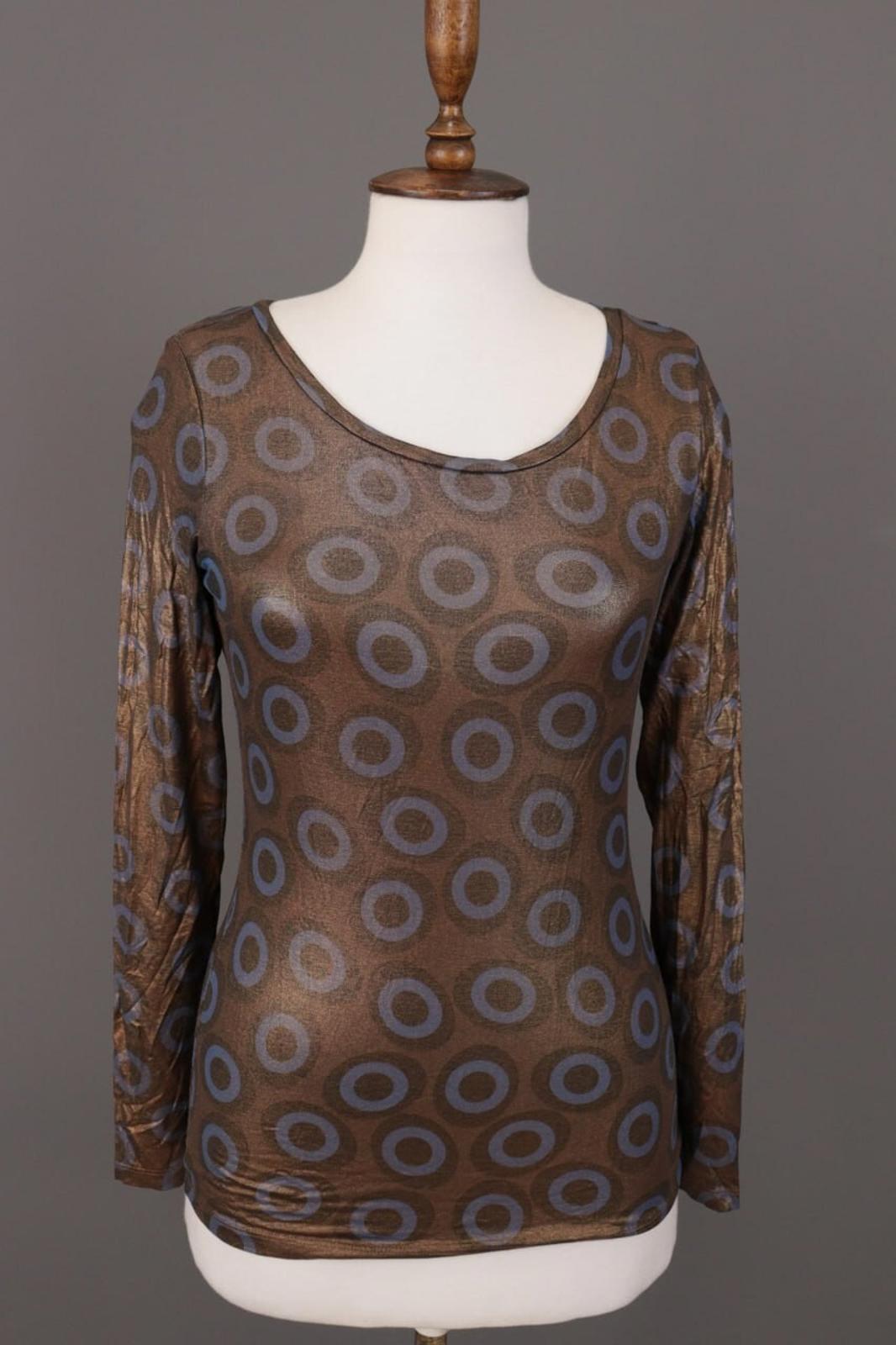 VERSACE JEANS COUTURE Brown Printed Stretch Long Sleeve Top Shirt – Size M