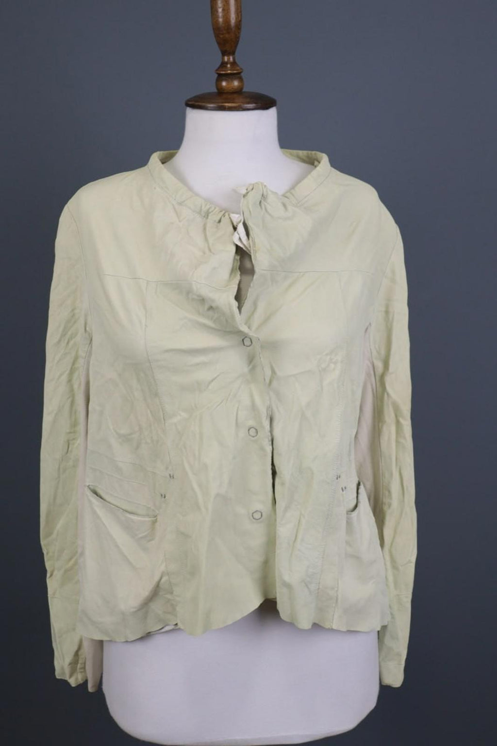 TRANSIT PAR-SUCH Beige 100%Cotton Long Sleeve Snap Front Drawstring Jacket Sz 2