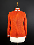 Lauren Active Ralph Lauren Orange Zip Cable Knit Sweater Track Jacket – Size S