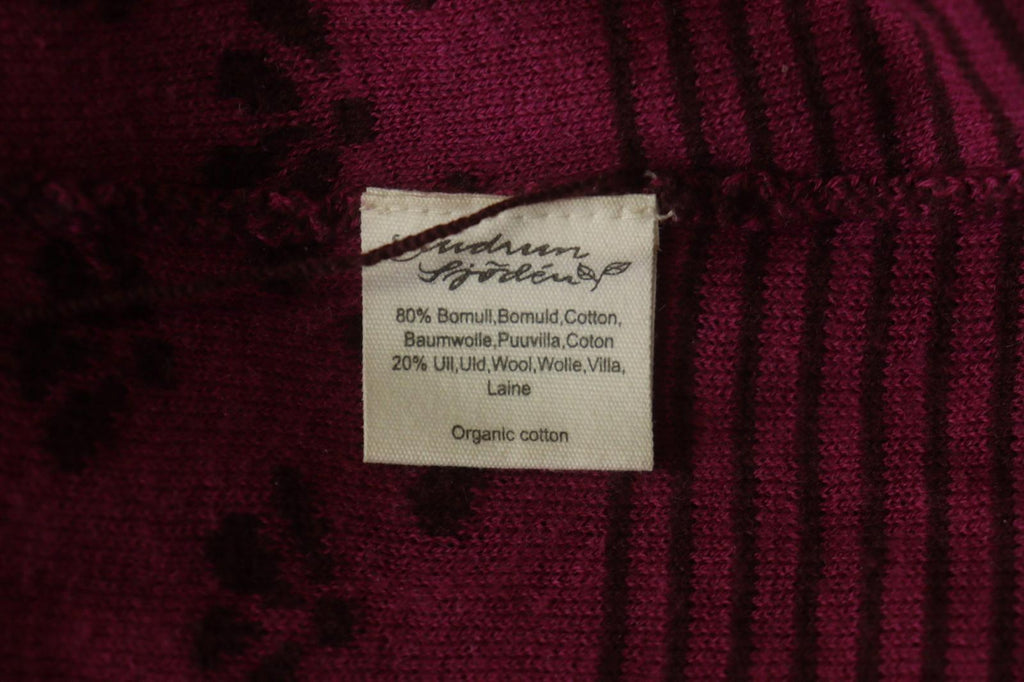 GUDRUN SJÖDEN Burgundy Geo Print Long Sleeve Button Front Cardigan Sweater Sz M