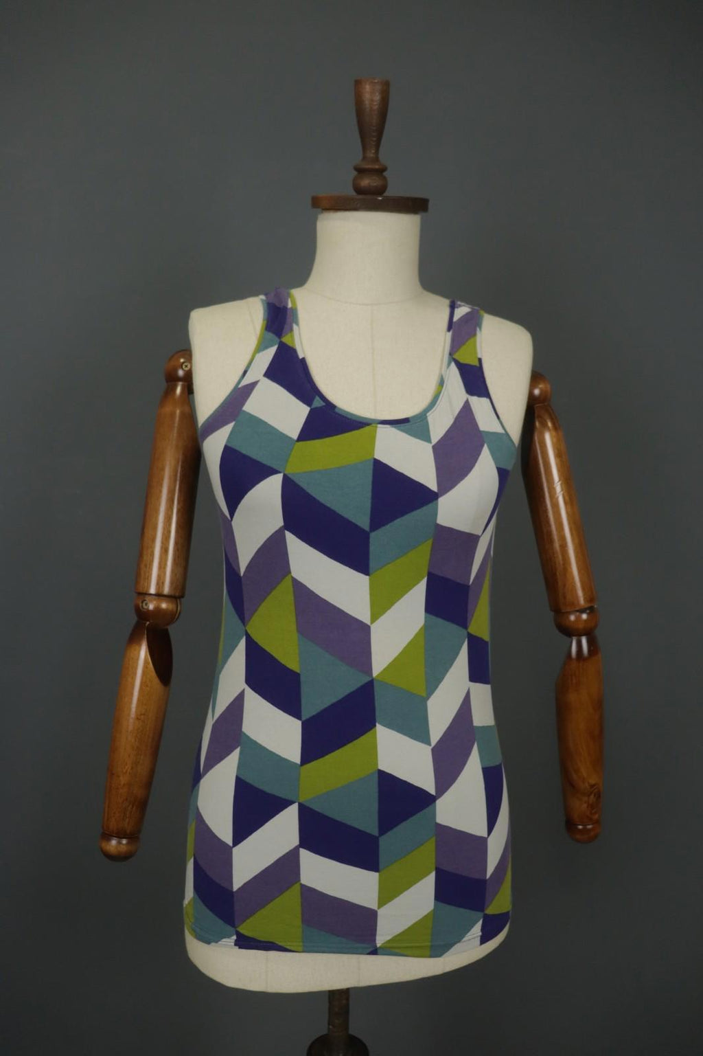 GUDRUN SJODEN Multi Geometric Scoop Neck Sleeveless Pullover Tank Top – Size S