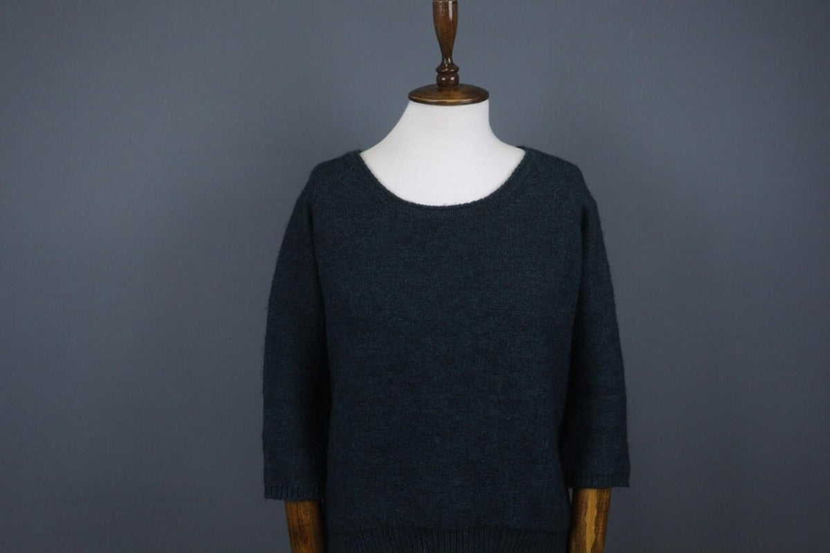 HUMANOID Green Wool Blend Round Neck Long Sleeve Ribbed Cuff/Hem Sweater – Size S