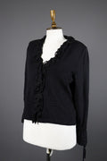 ST. JOHN EVENING Black Wool Lagenlook Knit Cardigan Sweater – Size 8