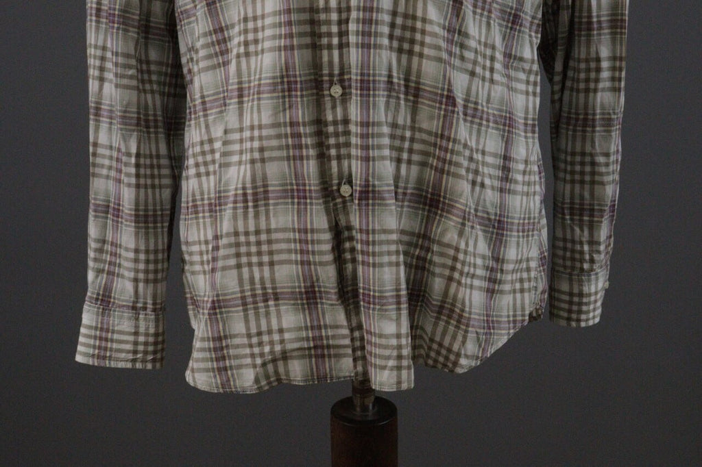 Etro Milano Beige Check Long Sleeve Button Down Shirt – Size XL