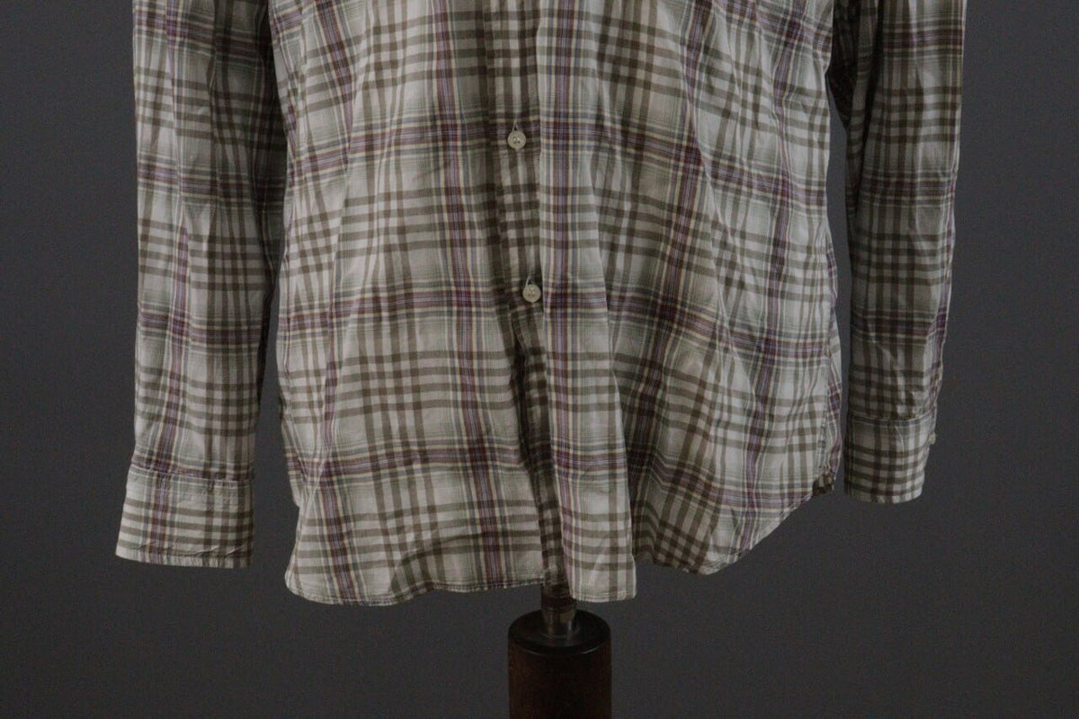 Etro Milano Beige Check Long Sleeve Button Down Shirt – Size XL