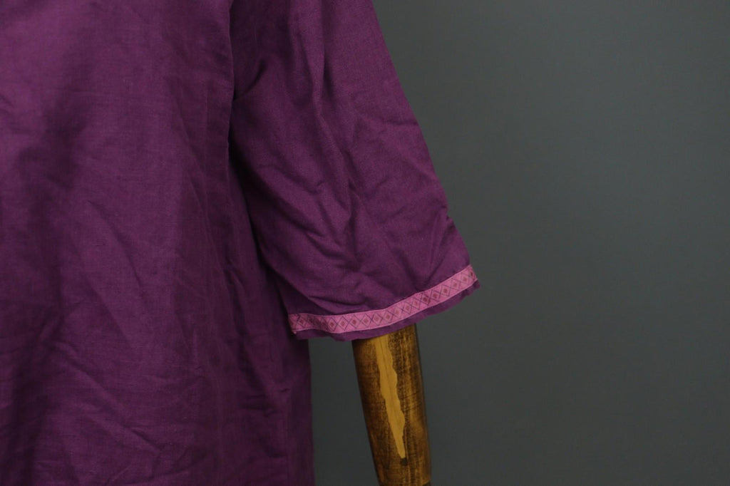 GUDRUN SJÖDEN Purple Cotton Long Sleeve V-Neck Pullover Tunic Dress – Size M