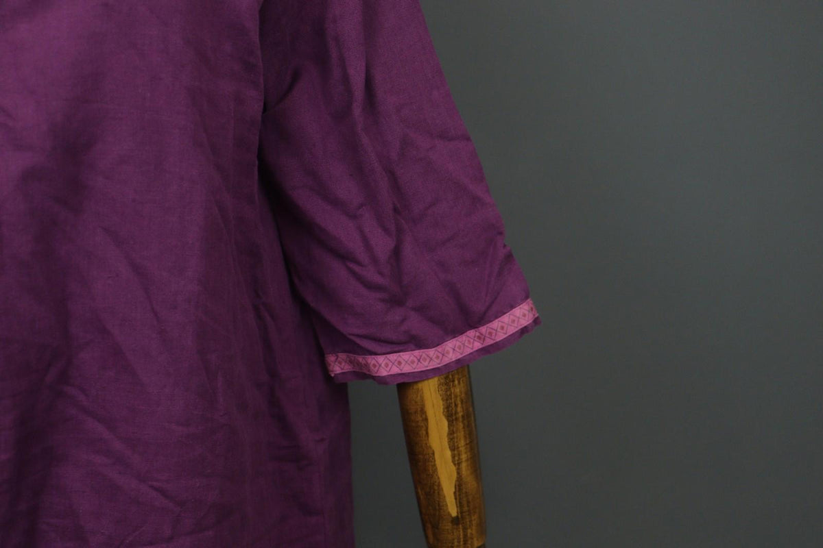 GUDRUN SJÖDEN Purple Cotton Long Sleeve V-Neck Pullover Tunic Dress – Size M